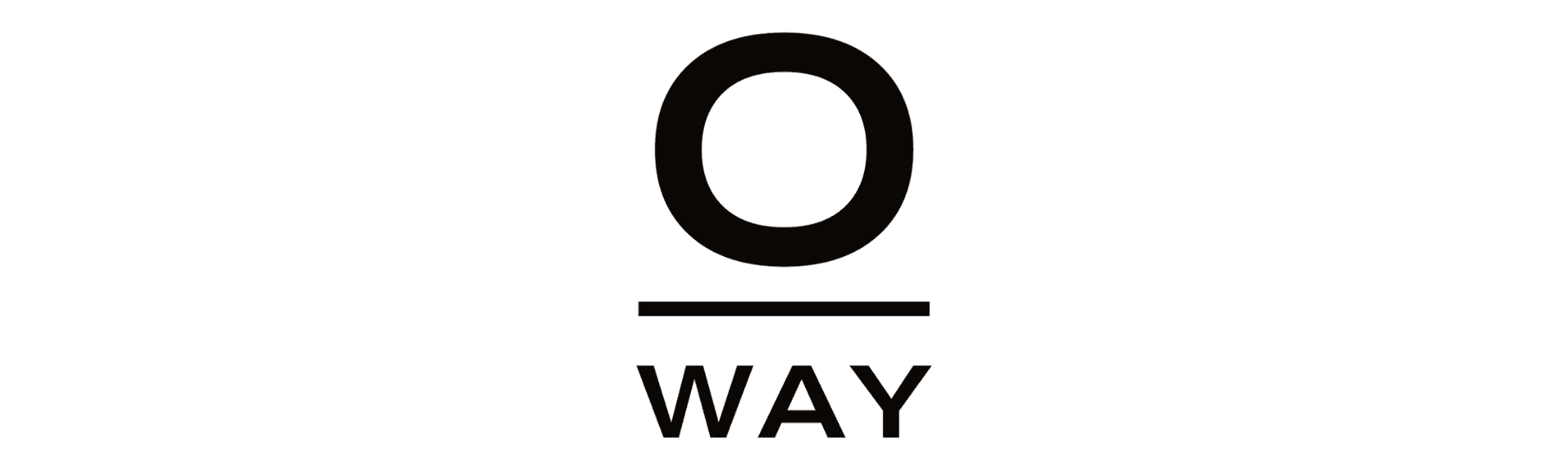Stylized "O" over "WAY" in a minimal black and white logo design.